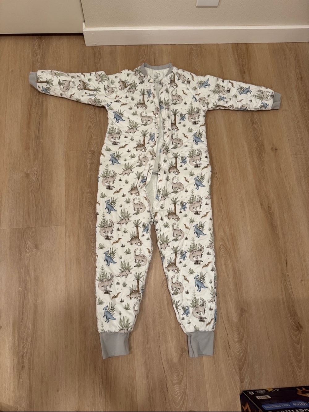 Unbranded Cream Dinosaur Print Kids One-Piece Pajamas